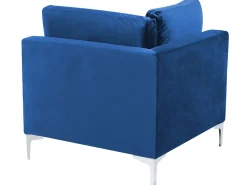 Left Hand 6 Seater Modular Velvet Corner Sofa Blue Evja