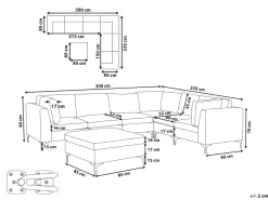 Left Hand 6 Seater Modular Velvet Corner Sofa With Ottoman Grey Evja