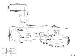 Left Hand 4 Seater Modular Velvet Corner Sofa With Ottoman Blue Evja