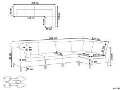 Left Hand 5 Seater Modular Velvet Corner Sofa Green Evja