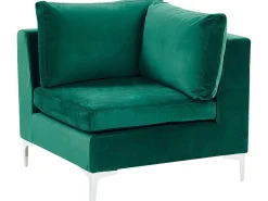 Left Hand 5 Seater Modular Velvet Corner Sofa Green Evja