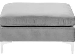 Left Hand 5 Seater Modular Velvet Corner Sofa With Ottoman Grey Evja