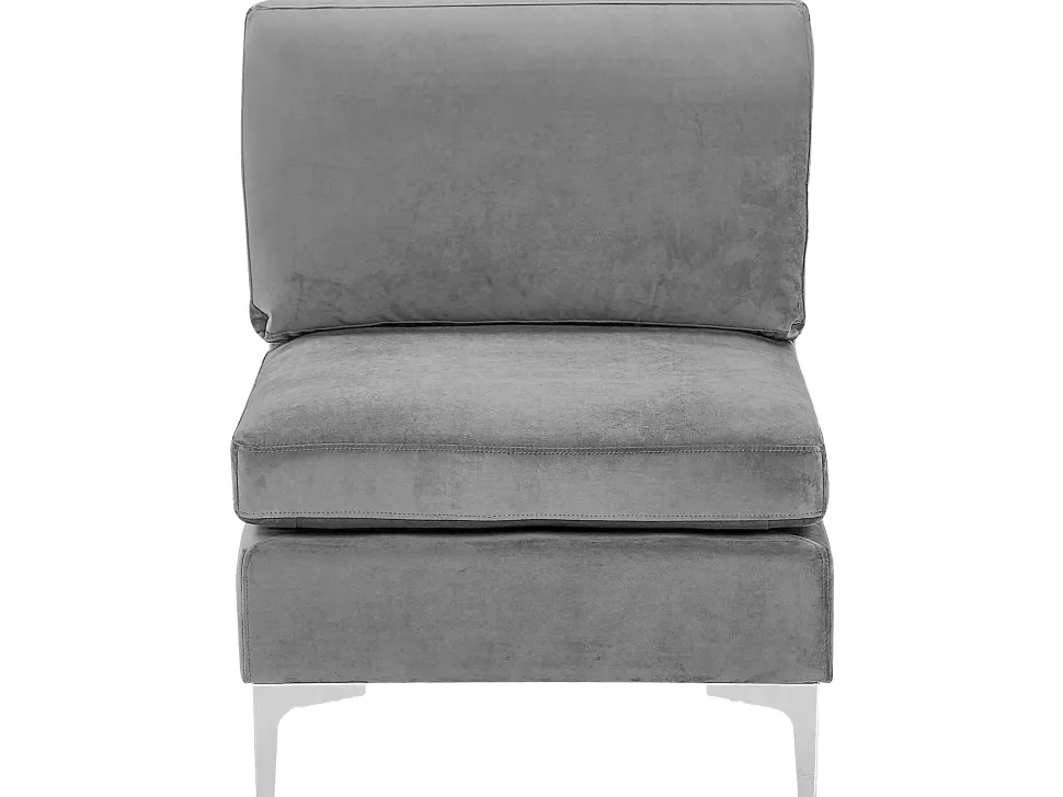 Left Hand 5 Seater Modular Velvet Corner Sofa With Ottoman Grey Evja