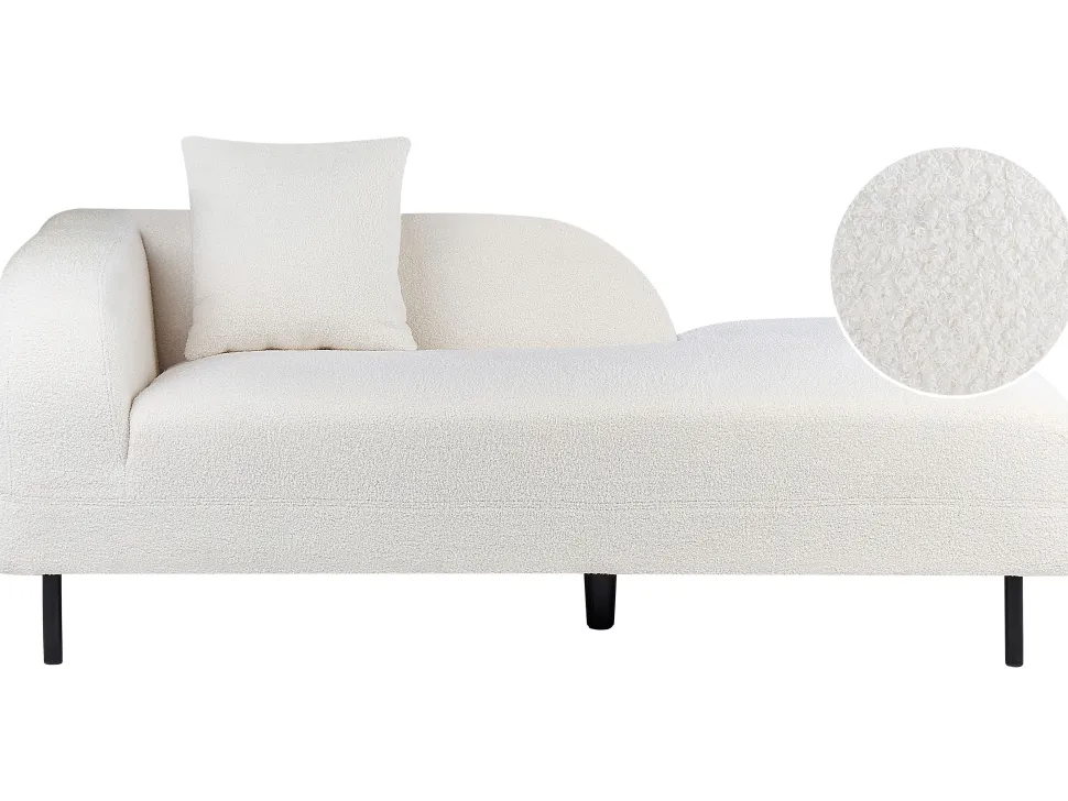 Left Hand Boucle Chaise Lounge White Le Crau