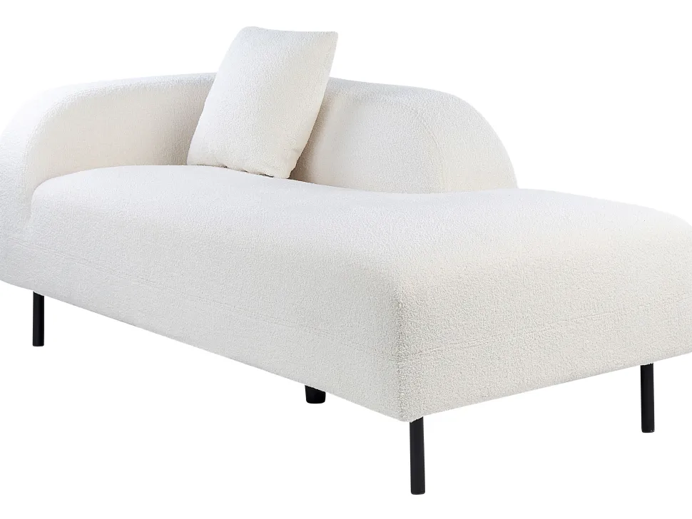 Left Hand Boucle Chaise Lounge White Le Crau