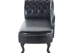 Left Hand Chaise Lounge Faux Leather Black Nimes