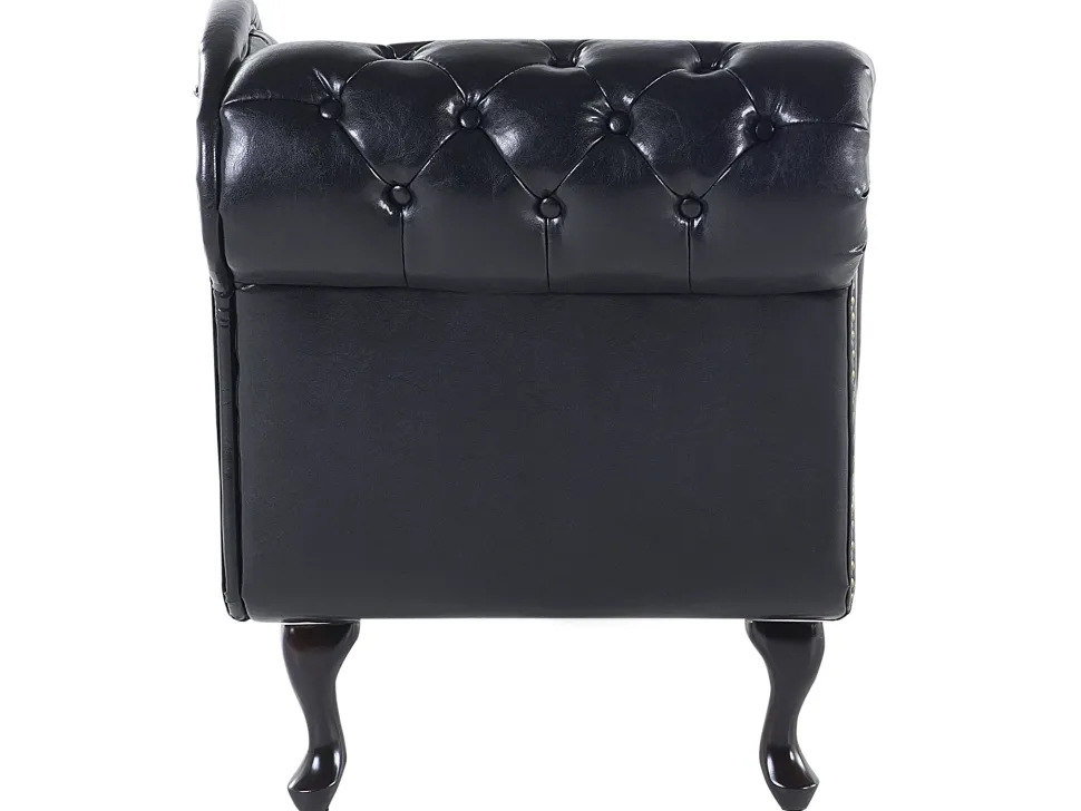 Left Hand Chaise Lounge Faux Leather Black Nimes