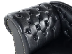 Left Hand Chaise Lounge Faux Leather Black Nimes