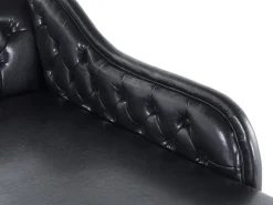 Left Hand Chaise Lounge Faux Leather Black Nimes