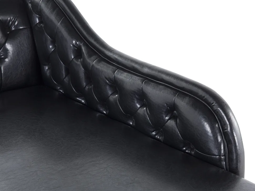Left Hand Chaise Lounge Faux Leather Black Nimes