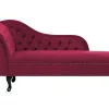 Left Hand Chaise Lounge Velvet Burgundy Nimes