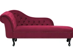 Left Hand Chaise Lounge Velvet Burgundy Nimes