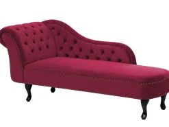 Left Hand Chaise Lounge Velvet Burgundy Nimes