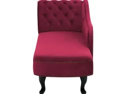 Left Hand Chaise Lounge Velvet Burgundy Nimes