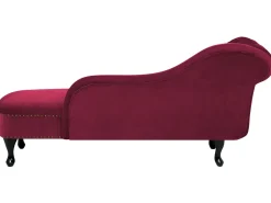 Left Hand Chaise Lounge Velvet Burgundy Nimes
