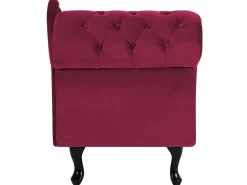 Left Hand Chaise Lounge Velvet Burgundy Nimes