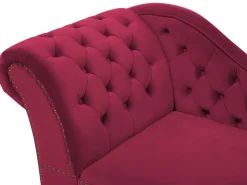 Left Hand Chaise Lounge Velvet Burgundy Nimes