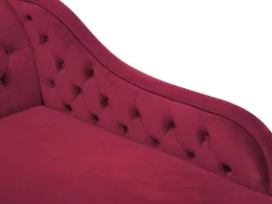 Left Hand Chaise Lounge Velvet Burgundy Nimes