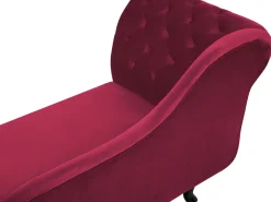 Left Hand Chaise Lounge Velvet Burgundy Nimes