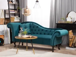 Left Hand Chaise Lounge Velvet Teal Lattes