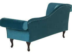 Left Hand Chaise Lounge Velvet Teal Lattes
