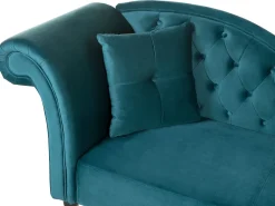 Left Hand Chaise Lounge Velvet Teal Lattes