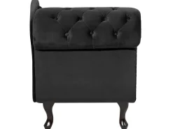 Left Hand Chaise Lounge Velvet Black Nimes