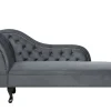 Left Hand Chaise Lounge Velvet Grey Nimes