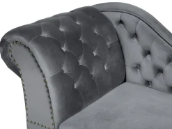 Left Hand Chaise Lounge Velvet Grey Nimes