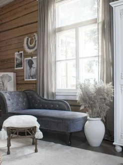 Left Hand Chaise Lounge Velvet Grey Nimes