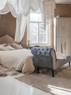 Left Hand Chaise Lounge Velvet Grey Nimes