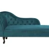 Left Hand Chaise Lounge Velvet Teal Nimes