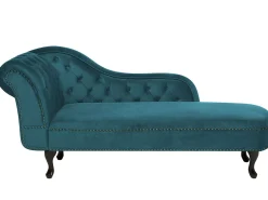 Left Hand Chaise Lounge Velvet Teal Nimes