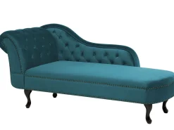 Left Hand Chaise Lounge Velvet Teal Nimes