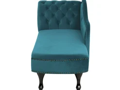 Left Hand Chaise Lounge Velvet Teal Nimes