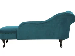 Left Hand Chaise Lounge Velvet Teal Nimes