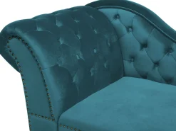 Left Hand Chaise Lounge Velvet Teal Nimes