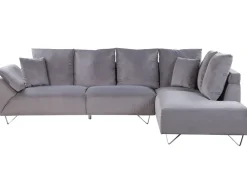 Left Hand Corduroy Corner Sofa Grey Lunner