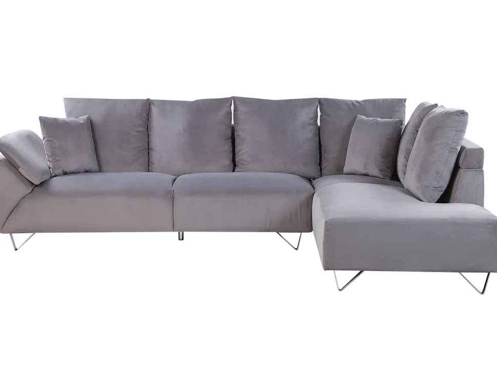 Left Hand Corduroy Corner Sofa Grey Lunner