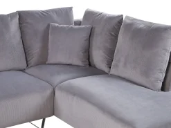 Left Hand Corduroy Corner Sofa Grey Lunner