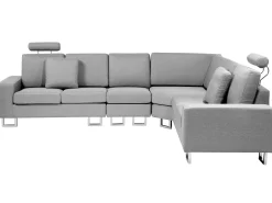 Left Hand Corner Fabric Sofa Light Grey Stockholm