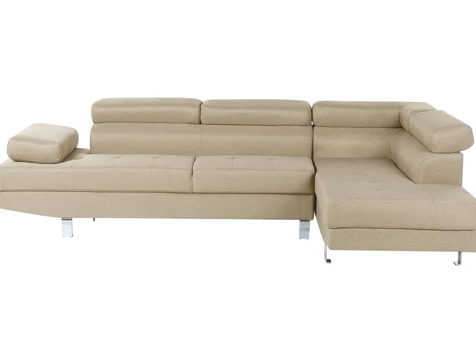 Left Hand Corner Fabric Sofa Beige Norrea