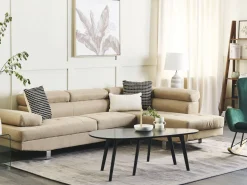 Left Hand Corner Fabric Sofa Beige Norrea