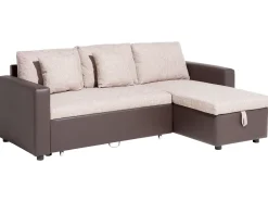 Left Hand Corner Fabric Sofa Bed Beige Tampere