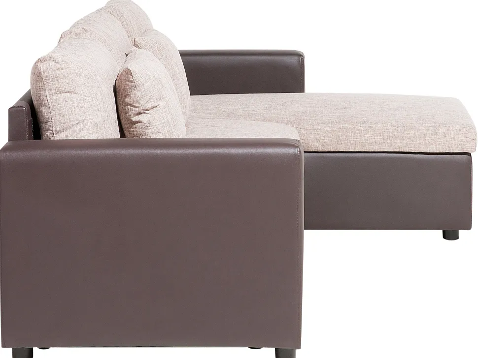 Left Hand Corner Fabric Sofa Bed Beige Tampere