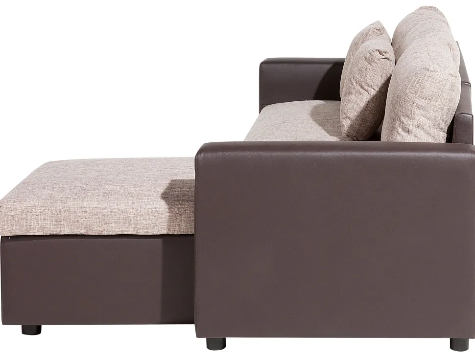 Left Hand Corner Fabric Sofa Bed Beige Tampere