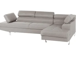 Left Hand Corner Fabric Sofa Light Grey Norrea