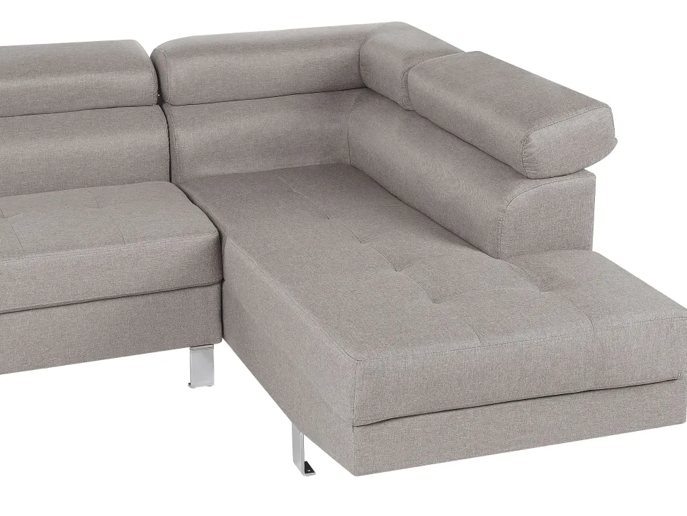 Left Hand Corner Fabric Sofa Light Grey Norrea