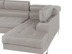 Left Hand Corner Fabric Sofa Light Grey Norrea