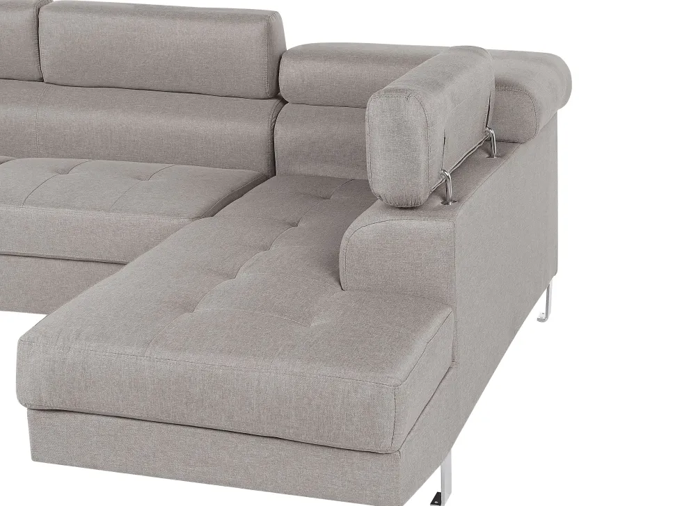 Left Hand Corner Fabric Sofa Light Grey Norrea